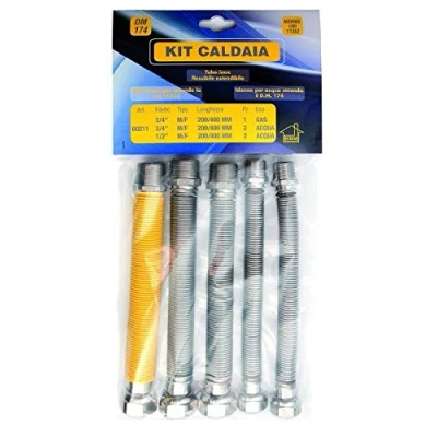 Image de kit PIPE RACCORD CONDUITE TUYAU EAU GAZ FLEXIBLE EXTENSIBLE INOX CHAUDIÈRE CUISINE MEGA PROMO tubi flessibili estensibili caldaia 1 gas 3/4&quot;mf uni 11353 2x1/2&quot;mf 2x3/4&quot;mf acqua dm 174