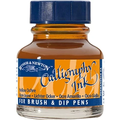 Image de Winsor &amp; Newton Encre de Calligraphie Flacon 30ml 744 Ocre Jaune Série 1