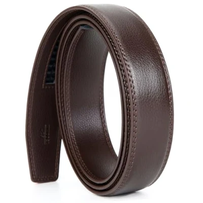 Image de Nelbons Ceinture homme automatique à cliquet pour en cuir de 35 mm large, sans boucle,Marron N1, 130cm / 52&quot;, Taille réglable 28 44 &quot;