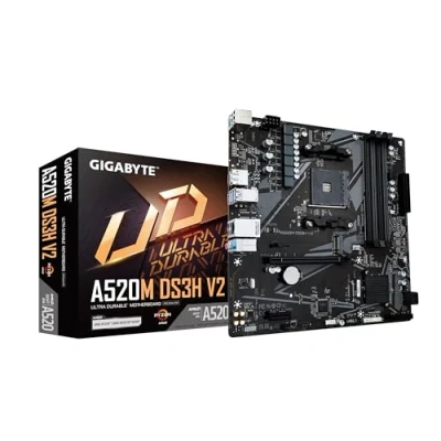 Image de GIGABYTE Carte mère A520M DS3H V2 Prend en charge les processeurs AMD Ryzen série 5000 AM4, jusqu&#039;à 4733 MHz DDR4 (OC), PCIe 3.0 x16, LAN GbE, USB 3.2 Gen 1