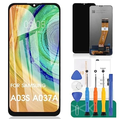 Image de Écran LCD numériseur de rechange pour Samsung Galaxy A03S A037A A037W A037G Pièces réparation écran tactile Version 162 mm (ne convient pas A037U A037F A037M) Noir sans cadre
