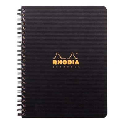Image de RHODIA 119910C Cahier à Spirale (Reliure Intégrale) Noir A5+ 16 x 21 cm Petits Carreaux 160 pages Détachables Perf 6 Trous Papier Clairefontaine 90 g/m² Couverture Polypro Rhodiactive
