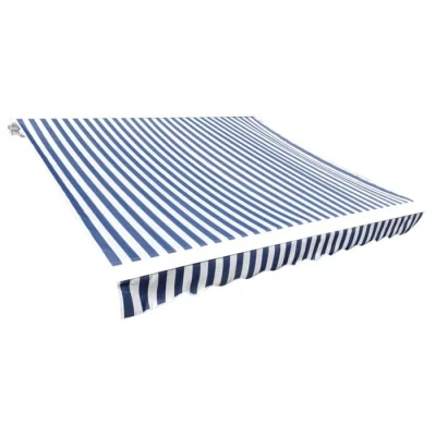 Image de vidaXL Toit d&#039;Auvent, Store Banne, de Rechange, Voile d&#039;Ombrage Jardin Terrass Balcon, Toile Bleu et Blanc 3 x 2,5 m 141010