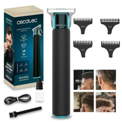 Image de Cecotec Tondeuse à Cheveux et barbe professionnelle Bamba PrecisionCare Profiling, Lame tranchante haute performance, 4 Peignes de guidage 1 mm, barbe, Autonomie 90 min, Ergonomique