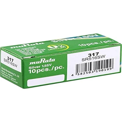 Image de Murata SR516SW PBWW Lot de 10 Piles Bouton à oxyde d&#039;argent 317 11,5 mAh 1,55 V