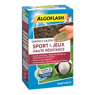 Image de ALGOFLASH Semence Gazon Sport &amp; Jeu Haute Résistance, 1 kg, SEMHR 1, Bleu