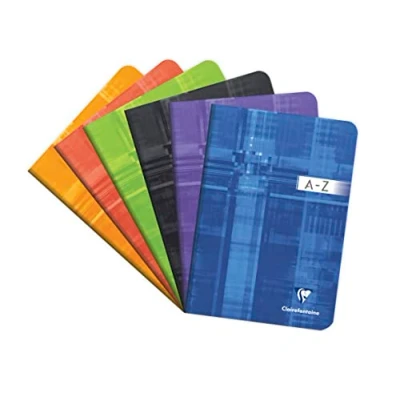 Image de Clairefontaine 3549C Un Répertoire de Vocabulaire Agrafé A5 14,8x21 cm 96 Pages Lignées avec Marge Rouge Centrale Papier Blanc 90 g Couverture Carte Pelliculée Couleur Aléatoire
