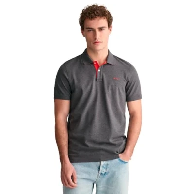 Image de GANT Contrast Polo, Homme, Taille: Large, Antracit melange
