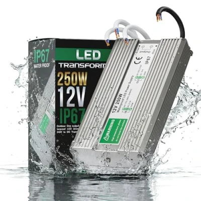 Image de 250W Waterproof IP67 LED Driver Power Supply Transformer 240V DC 12V For Strip