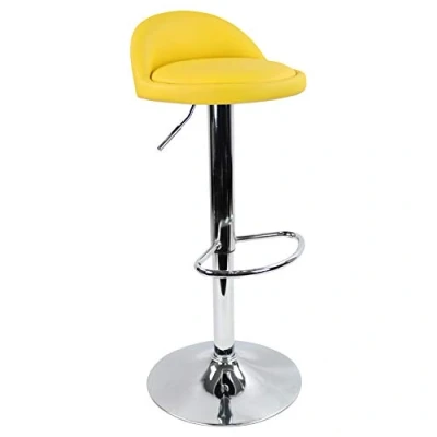 Image de KKTONER Tabouret de Bar Chaise Bar, Réglable en Hauteur, Rotatif, Travail Cuir synthétique Jaune