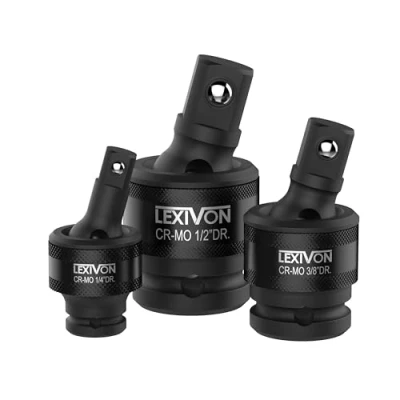 Image de LEXIVON Cardan 1/2&quot; 3/8&quot; et 1/4&quot; pour clé à choc ou cliquet embouts outils, qualité primium Cr Mo Steel, fonctionnalité de rotation 360 degrés très pratique (LX 113)