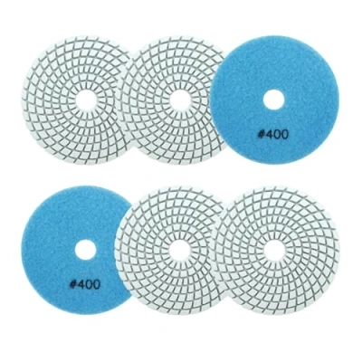 Image de SANLEETEK Disque Diamant Polissage 4&quot;/100mm 6 Pièces Grain 400 Pads pour Granit Marbre Pierre Artificielle Quartz Meuleuse D&#039;angle