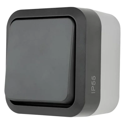 Image de REV AquaStorm Interrupteur va et vient pour pièces humides IP55, montage en saillie, 230 V, 10 A, anthracite
