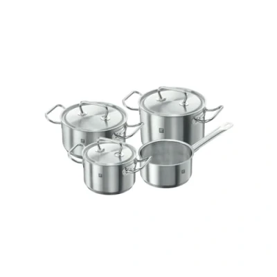 Image de ZWILLING Set de 4 Casseroles, 3 Couvercles, Compatible Induction, Argent 18/10, série Twin Classic