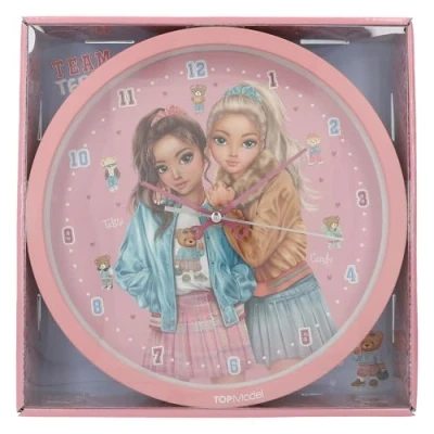 Image de Depesche 13228 TOPModel Team Teddy Murale en Rose pour Enfants, avec Motif de modèle et Ourson, Horloge silencieuse, Pile Incluse, Multicolor, Taille Unique