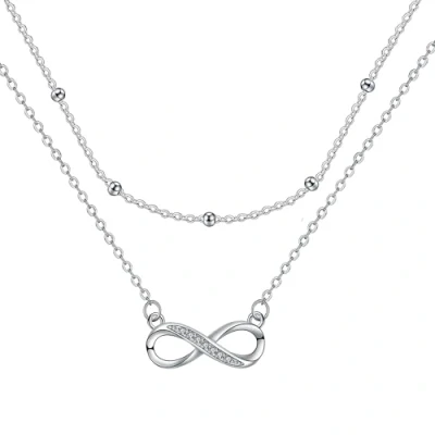 Image de J.MUEN Collier Infini en Femmes avec Chaîne Couches, Argent Sterling 925 Bijoux Cadeaux Pendentif Amitié Thanksgiving Noël Anniversaire Cadeau Mère Filles