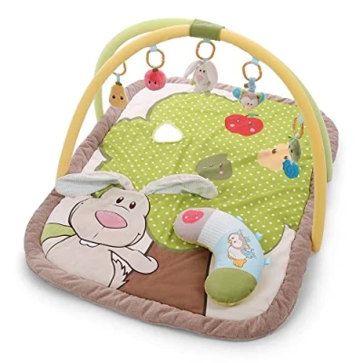 Image de NICI Tapis d’Éveil avec Coussin de Jeu en Peluche Doté d’Un Lapin et Un Hibou, 80 x 110 cm I Arche 5 Figurines Détachables dans Sac Transport Couverture d’Activités pour bébé 48510