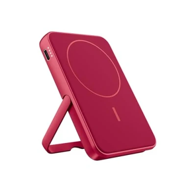 Image de Fresh &#039;n Rebel Batterie Externe magnétique sans Fil 5000mAh avec Support, MagSafe, Compatible l&#039;iPhone 16/15/14/13/12, Charge Rapide PD 20W, Port USB C (entrée/Sortie) (Berry Red)