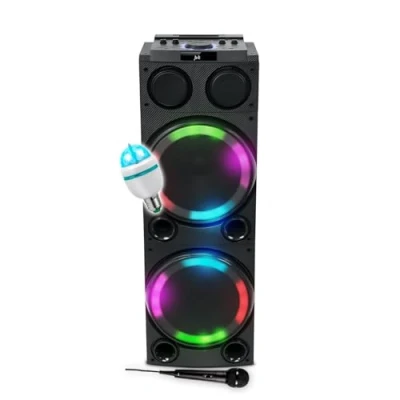 Image de Enceinte Sono Party Box Muse M 1982 DJ, 600W, USB/Bluetooth / Entrées AUX/Micro/Guitare, Ambiance LED multicolore, Lumière DIAMS