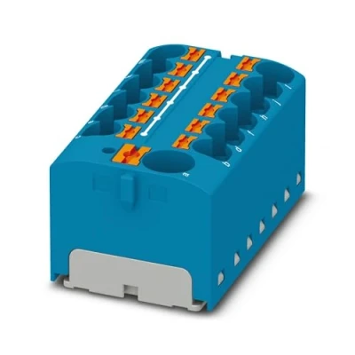 Image de PHOENIX CONTACT PTFIX 10/12X4 NS35 BU Bloc de distribution Nombre connecteurs 13 Section 0,5 mm² 10 AWG 20 6 Largeur 28,6 mm Bleu 1 pièce