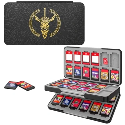 Image de MoKo Étui de Rangement pour Cartes Jeu Compatible avec Nintendo Switch OLED 2021/Switch/Switch Lite, The Legend of Zelda: Tears Kingdom, Boîte 48 Emplacements, Noir