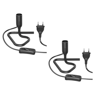 Image de ledscom.de 2 pièces lampe de table/douille lampe/pied triangulaire TRIN, interrupteur, aluminium, noir, 1x E14 max. 60W