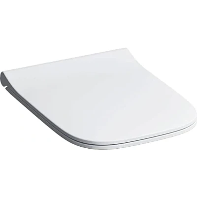 Image de Geberit Smyle Slim Siège WC avec Couvercle, Sandwich, antibactérien, charnières QuickRelease, Blanc, mécanisme de Fermeture Souple 500.688.01.1