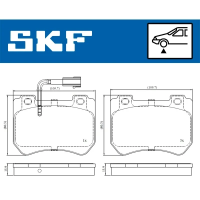 Image de SKF VKBP 80610 E Jeu de plaquettes frein contact signal d&#039;usure inclus