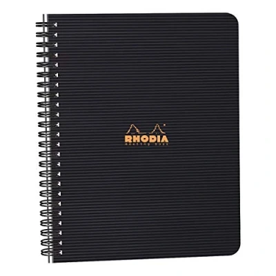 Image de RHODIA 119941C Cahier à Spirale (Reliure Intégrale) Meeting Book Noir A5+ 16 x 21 cm Pré Imprimé Date/Notes/Action 160 pages Détachables Papier Clairefontaine 90 g/m² Couverture Polypro