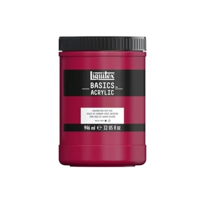 Image de Liquitex 8870366 Basics peinture acrylique, artistique monopigmentée, résistante à la lumière, qualité archive, finition satinée, Rouge Cadmium Foncé Imitation, Pot 946ml