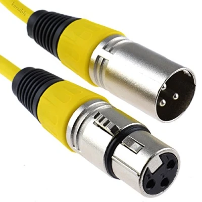 Image de XLR 3 Broches Microphone Cordon Mâle vers Femelle l&#039;audio câble Jaune 0,3 m [0.3 mètre/0,3m]