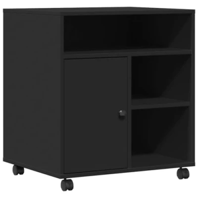 Image de vidaXL Support d&#039;imprimante avec roulettes Noir 60x50x67 cm, Table d&#039;imprimante, d&#039;ordinateur, Rangement