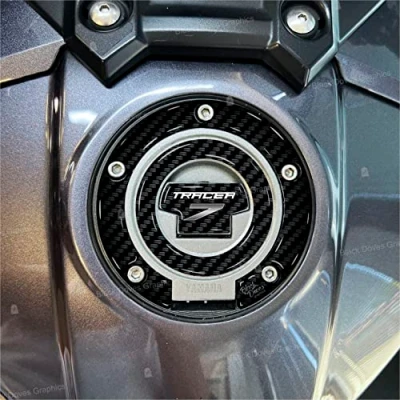 Image de Autocollants Résinés 3D Protection Bouchon Réservoir 5 Boulon Compatible avec Yamaha Tracer 7 2021 (Carbone Gris)