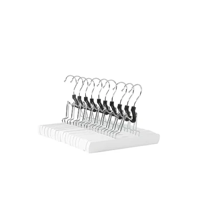 Image de Amazon Basics Lot de 10 cintres en bois pour pantalons, blanc, 24.99 x 2.21 16.51 cm
