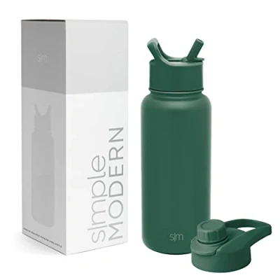 Image de Simple Modern Botella de Agua con Pajita et Couvercle à Boire d&#039;un Coup Bouteille Thermos Isolée en Acier Inoxydable pour Sports Gymnase Summit Collection 950ml Forest