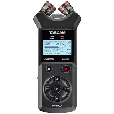 Image de Tascam DR 07XP Enregistreur portatif à 2 canaux 32 bits avec microphones réglables et interface audio USB C