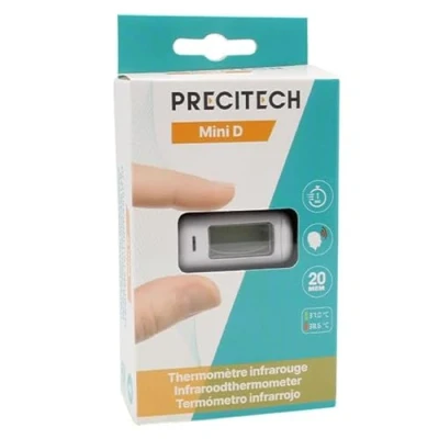 Image de PRECITECH Thermomètre frontal adultes et enfants infrarouge Petit format Facilement transportable Lecture instantanée écran LCD lumineux Garanti 2 ans Mémoire 20 mesures