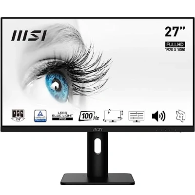 Image de MSI Pro MP273AP Écran Bureautique 27&quot; Full HD Dalle IPS 1920x1080, 100Hz, Confort Oculaire, Montage VESA, Haut Parleurs Intégrés, Réglable 4 Directions HDMI 1.4b, DisplayPort 1.2a, D Sub/VGA
