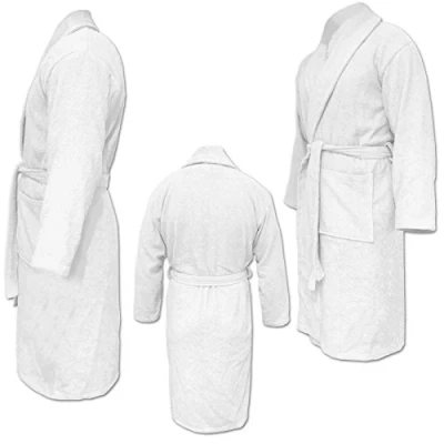 Image de HOMELEVEL Peignoir de bain en tissu éponge 100% coton Pour homme et femme Tailles S à 6 XL, Blanc., L