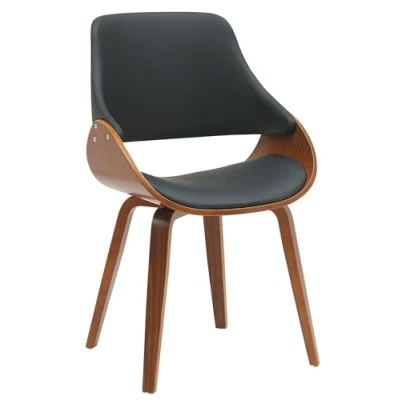 Image de CLP Chaise de Salle à Manger Vangale I Cuisine avec Structure en Bois courbé rembourrée Dossier, Couleur:Noyer/Noir, Matériel:Similicuir