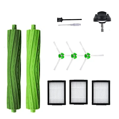 Image de Accessoires de rechange pour aspirateur iRobot Roomba i7 i6 i8 i3 i4 i1 e5 e6 I E Series Comprend 1 brosse à roulettes, une roue avant, un lot 3 filtres, latérale