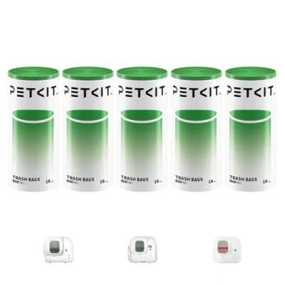 Image de PETKIT Sac Poubelle de Toilette pour Chat avec Cordon, Sacs Poubelles Automatiques PURA Max 2 et PUROBOT Pro,Chats/Chiens Litière Chats Résistant Aux Rayures,5 rouleaux * 18 (90pcs)