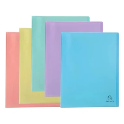 Image de Exacompta Réf. 88670E Carton de 8 Protège documents Chromaline Pastel 60 pochettes cristal lisse 120 vues A4 dim 24 x 32cm couverture en polypro recyclé translucide couleurs assorties