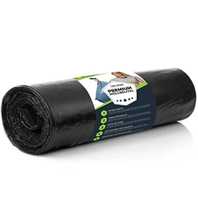 Image de Sacs poubelle allemands 120L Noir Extrêmement résistant à la déchirure 25 XXL Type 100 sac 120 L 70 µ 700x1100 mm LDPE Grand