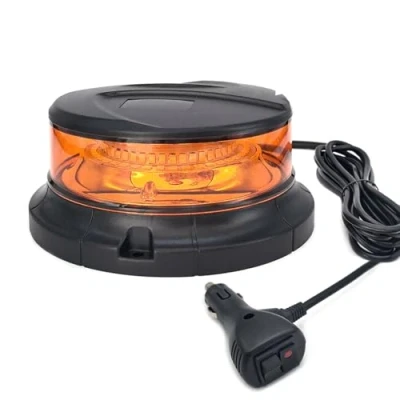 Image de AOJO Gyrophare LED jaune 12 V 24 orange Base magnétique Pré câblé Câble de 2,8 m avec interrupteur Compact ECE R65/R10