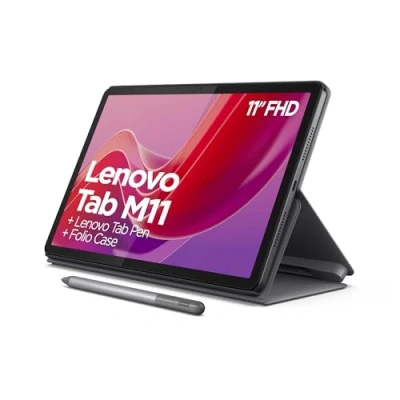 Image de Lenovo tablette Tab M11 11&quot; MediaTek Helio G88, 8 Go de RAM, 128 Go, extensible jusqu&#039;à 1 To, 4 haut parleurs, Wi Fi, Bluetooth, Android 13, gris lune, étui et inclus
