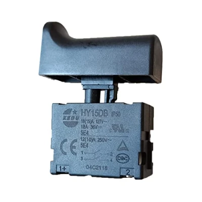 Image de 2 pièces KEDU HY15DB Interrupteur à gâchette Interrupteurs bouton poussoir avec fonction de verrouillage 18(15) A 127V 18A 36V 12(10) 250V 5E4 CE CQC, Noir