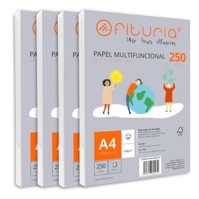 Image de Ramette de papier A4 250g avec 1000 feuilles blanches, multifonctionnel pour un usage scolaire et professionnel. Idéal imprimantes laser, à jet d’encre ou photocopieuses Ofituria