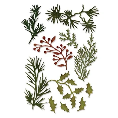Image de Sizzix 661597 Matrices, Feuilles des Fêtes Multicolore, Taille Unique 11 unités