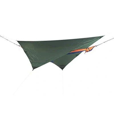 Image de Ticket to the Moon Fairtrade &amp; Artisanal Lightest Tarp Bâche Polyvalent pour Hamac, Protège Contre Pluie/Soleil/Vent, Résistant à l’Eau jusqu&#039;à 2000 mm, Diag. : 3.5m, Temps D&#039;installation